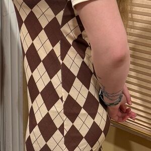 Brown and Cream Argyle Dress
